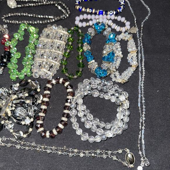 Bundle Jewelry lot 14 pc. All glass beads beaded bracelets necklaces - Picture 4 of 10